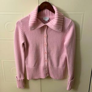 Pink Ann Taylor LOFT Button-up Cardigan Sweater with Collar